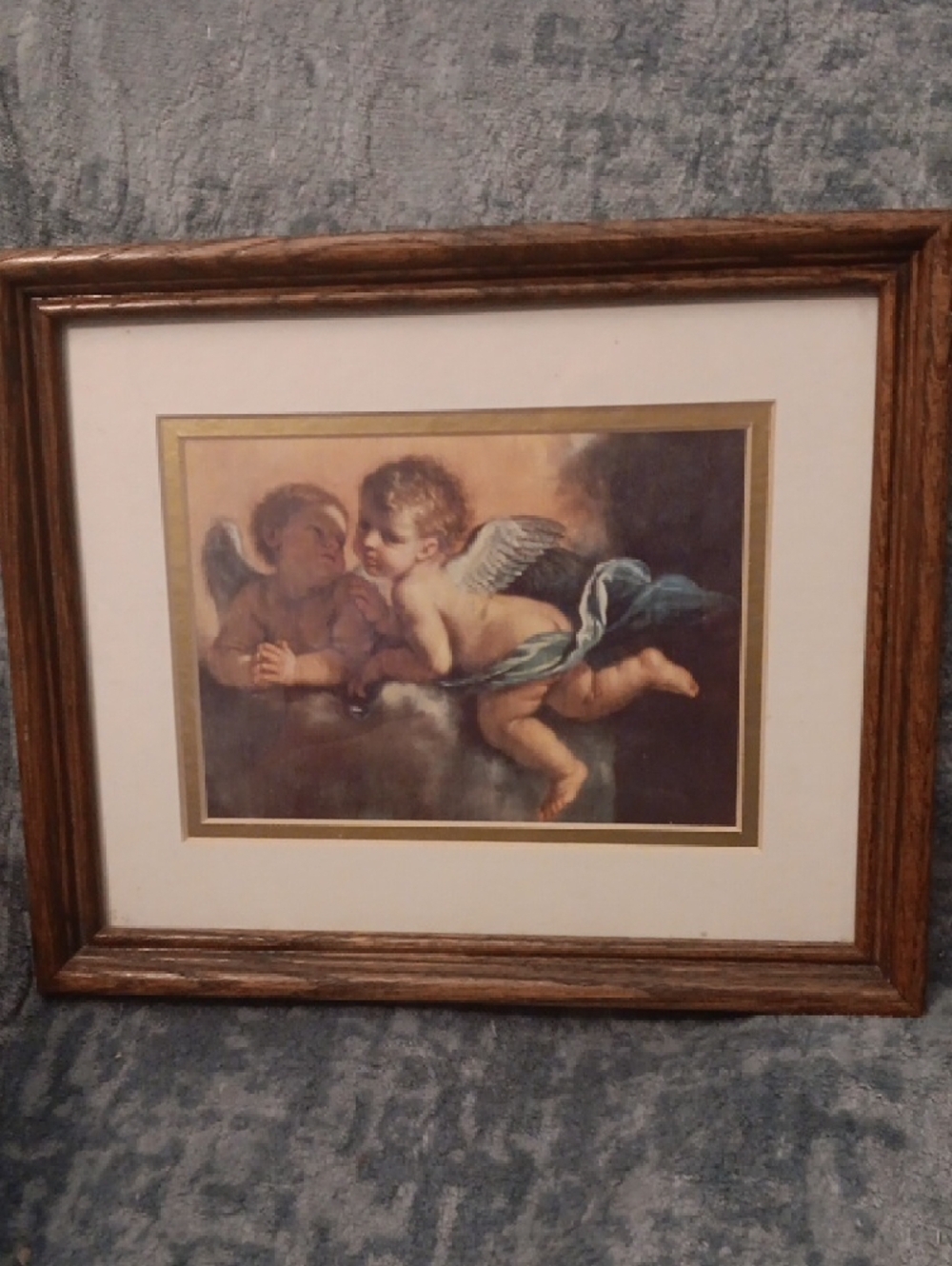Wall Deco angels wall art Print in Oak Frame